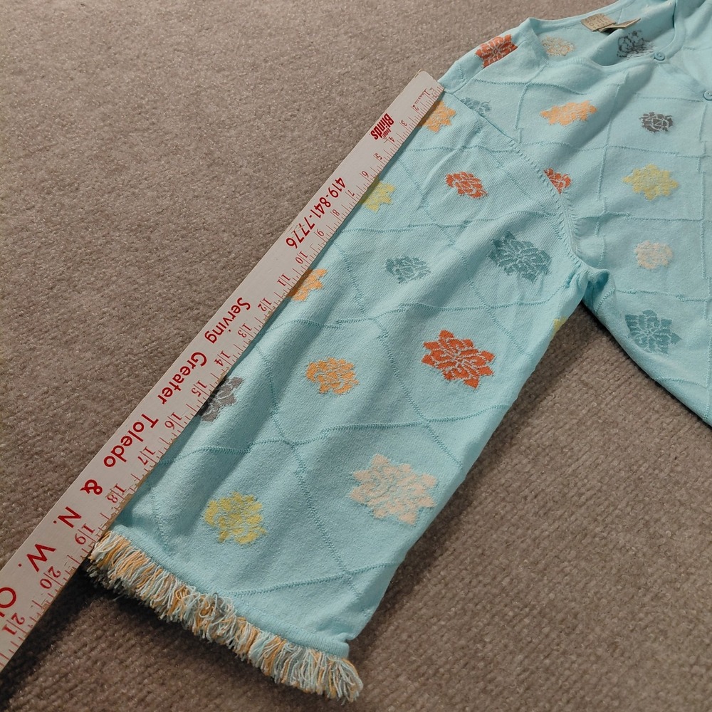 Sigrid Olsen Sport Floral Cardigan Boho Hippie Size 2X Light Blue Lightweight - Picture 4 of 8